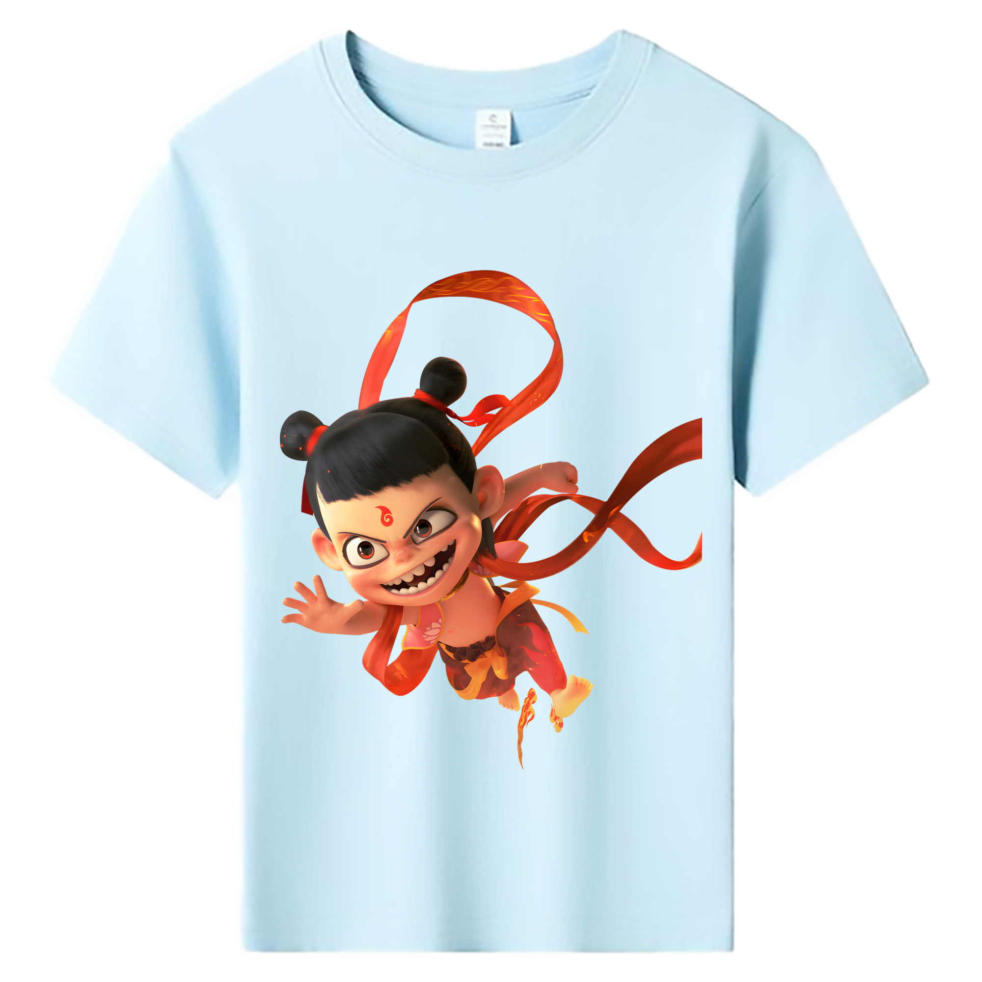 （画像用） Ne Zha 2 ナタ 魔童の大暴れ 綿100％キッズTシャツ（フロントプリント）